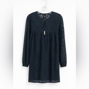 TJ Collection Blue Long Sleeve V-Neck Sundress